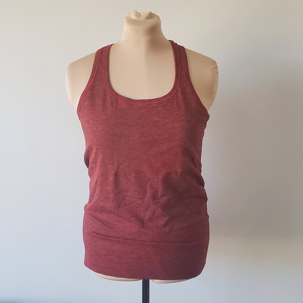 EUC Lululemon Swiftly Tech Tank, size 12, heathered red with black